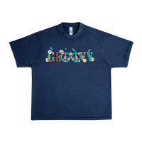 Navy groovy with peace  sign flowers Urban Heavy Tee - Artiststas