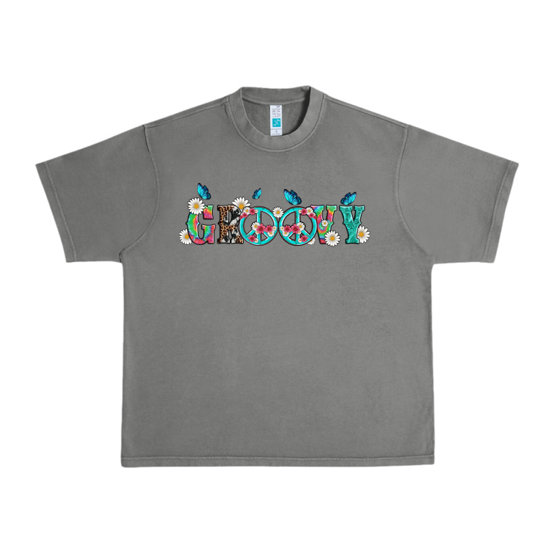 Groovy With Peace  Sign Flowers Urban Heavy Tee by Artiststas | Teevron