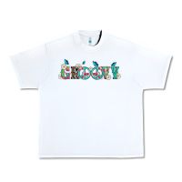 White groovy with peace  sign flowers Urban Heavy Tee - Artiststas