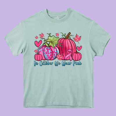 In October We Wear Pink Heavy Core Tee Designed By Zillion Design Studio