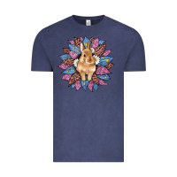 Vintage Denim easter leopard bunny sunflower Vintage Tee - Artiststas