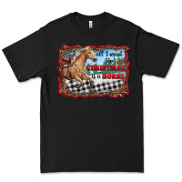 Black all i want for christmas is a horse  with farm Premium Tee - RanaPortraitStore