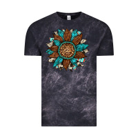 Cloud Black gemstone cowhide leopard turquoise sunflower Vintage Tee - Artiststas