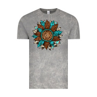 Cloud Rock gemstone cowhide leopard turquoise sunflower Vintage Tee - Artiststas