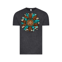 Vintage Black gemstone cowhide leopard turquoise sunflower Vintage Tee - Artiststas
