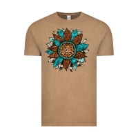 Gemstone Cowhide Leopard Turquoise Sunflower Vintage Tee | Teevron