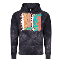Western Cowhide Sunflower Jute Glitter Farm Life Brush Stroke Vintage Hoodie | Teevron