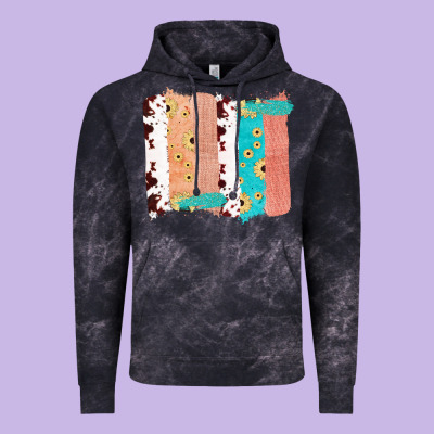Western Cowhide Sunflower Jute Glitter Farm Life Brush Stroke Vintage Hoodie Designed By Bettercallsaul