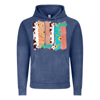 Vintage Denim Western Cowhide Sunflower Jute Glitter Farm Life Brush Stroke Vintage Hoodie - Bettercallsaul