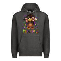 Charcoal Heather mardi gras principal afro messy bun Premium Hoodie - texasbilliewilder