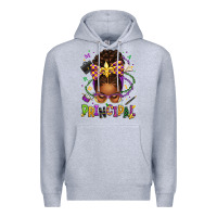 Heather Grey mardi gras principal afro messy bun Premium Hoodie - texasbilliewilder