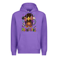 Purple mardi gras principal afro messy bun Premium Hoodie - texasbilliewilder
