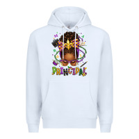 White mardi gras principal afro messy bun Premium Hoodie - texasbilliewilder