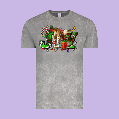 Joy With Baby Cow And Christmas Gifts Mistletoe Vintage Tee Designed By Adodesignshop