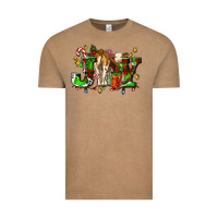 Vintage Coffee joy with baby cow and christmas gifts mistletoe Vintage Tee - AdoDesignShop
