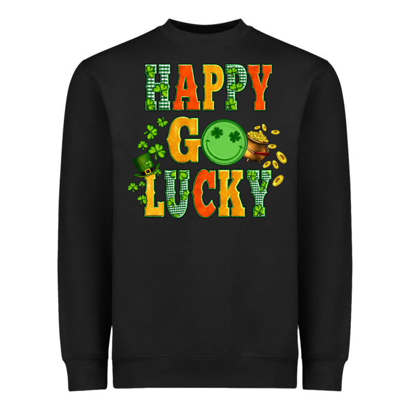 Happy Go Lucky  With Coin And Shamrock Heavyweight Sweatshirt by Artiststas | Teevron