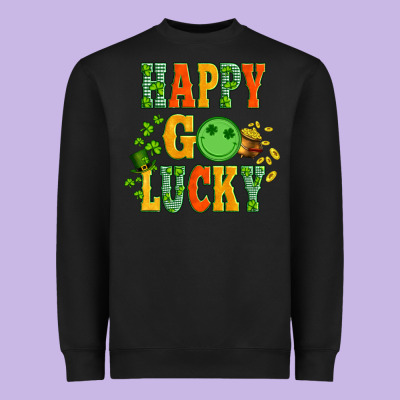 Happy Go Lucky  With Coin And Shamrock Heavyweight Sweatshirt Designed By Artiststas