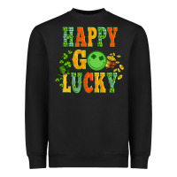 Black happy go lucky  with coin and shamrock Heavyweight Sweatshirt - Artiststas