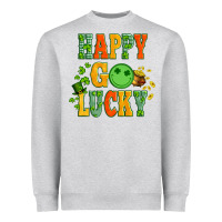 Heather Grey happy go lucky  with coin and shamrock Heavyweight Sweatshirt - Artiststas