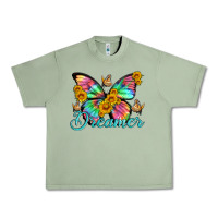 Oil Green dreamer with Butterfly and sunflowers Urban Heavy Tee - Artiststas