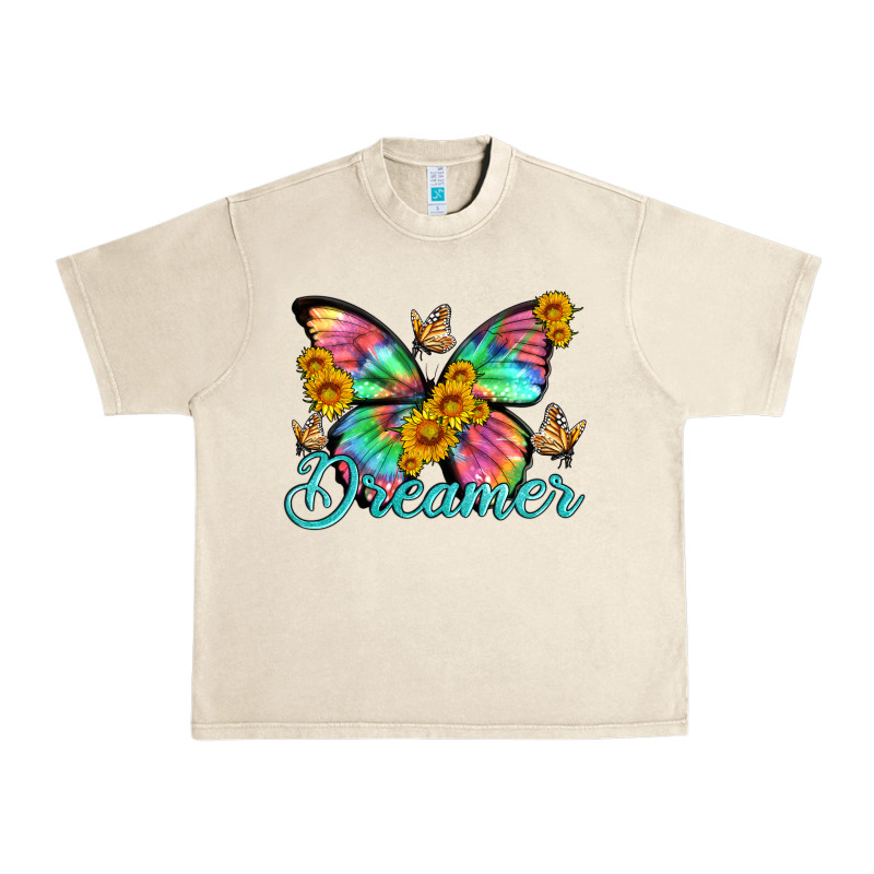Dreamer With Butterfly And Sunflowers Urban Heavy Tee by Artiststas | Teevron