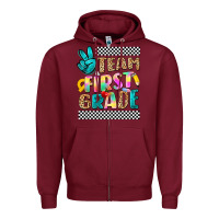 Burgundy team first grade Zipper Hoodie - NancyCooperArtShop