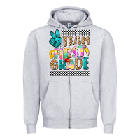 Heather Grey team first grade Zipper Hoodie - NancyCooperArtShop