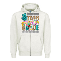 Oatmeal Heather team first grade Zipper Hoodie - NancyCooperArtShop