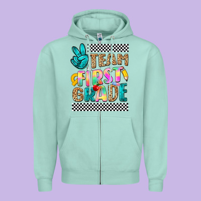 Team First Grade Zipper Hoodie Designed By Nancycooperartshop