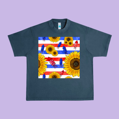 Patriotic Sunflowers Urban Heavy Tee Designed By Bundleandbundleshop