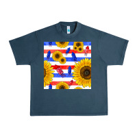 Midnight Navy patriotic sunflowers Urban Heavy Tee - BundleAndBundleShop