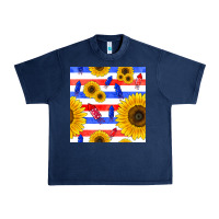 Navy patriotic sunflowers Urban Heavy Tee - BundleAndBundleShop