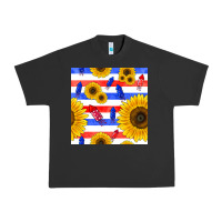 Pigment Black patriotic sunflowers Urban Heavy Tee - BundleAndBundleShop
