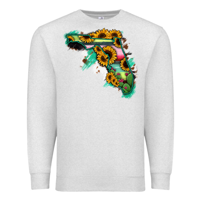 Florida Map With Sunflower And Serape Cactus Premium Sweatshirt by Bettercallsaul | Teevron