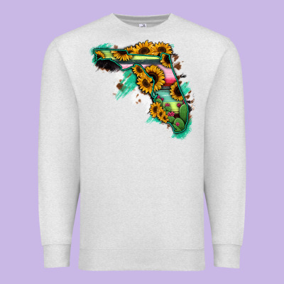 Florida Map With Sunflower And Serape Cactus Premium Sweatshirt Designed By Bettercallsaul