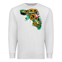 Oatmeal Heather Florida Map with Sunflower and Serape Cactus Premium Sweatshirt - Bettercallsaul