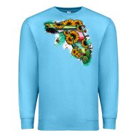Ocean Blue Florida Map with Sunflower and Serape Cactus Premium Sweatshirt - Bettercallsaul