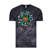 Cloud Black cowhide leopard serape gemstone  sunflower Vintage Tee - Artiststas