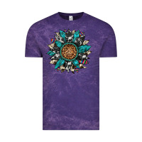 Cloud Purple cowhide leopard serape gemstone  sunflower Vintage Tee - Artiststas