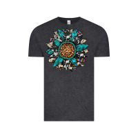 Vintage Black cowhide leopard serape gemstone  sunflower Vintage Tee - Artiststas