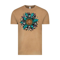Vintage Camel cowhide leopard serape gemstone  sunflower Vintage Tee - Artiststas