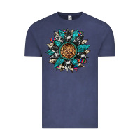Vintage Denim cowhide leopard serape gemstone  sunflower Vintage Tee - Artiststas