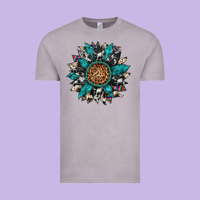 Cowhide Leopard Serape Gemstone  Sunflower Vintage Tee Designed By Artiststas