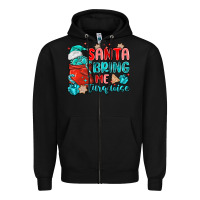 Black santa bring me turquoise Zipper Hoodie - MaliasSmallBusiness