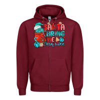 Burgundy santa bring me turquoise Zipper Hoodie - MaliasSmallBusiness