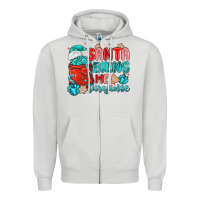 Dove Grey santa bring me turquoise Zipper Hoodie - MaliasSmallBusiness