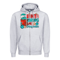 Heather Grey santa bring me turquoise Zipper Hoodie - MaliasSmallBusiness