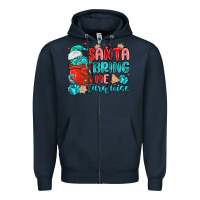 Navy santa bring me turquoise Zipper Hoodie - MaliasSmallBusiness