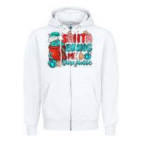 White santa bring me turquoise Zipper Hoodie - MaliasSmallBusiness