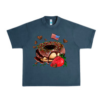 Midnight Navy donut strawberry and usa flag Urban Heavy Tee - AdoDesignShop